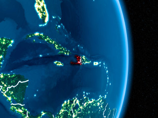 Haiti in red at night