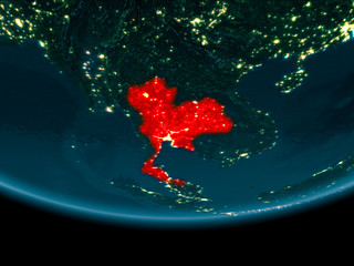 Night over Thailand on Earth