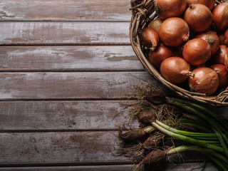 onions in a wicker basket