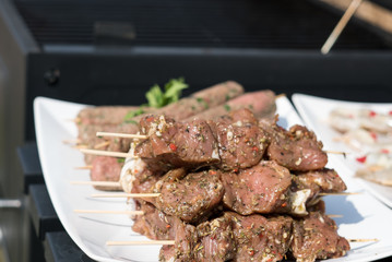 Skewers of pork tenderloin in the Greek style
