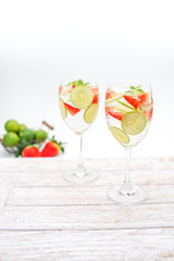 Infused Water of Cucumber, Strawberry and Lime, Idea for Detox Water, Fruit Infused Water or Fresh Summer Drink