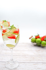 Infused Water of Cucumber, Strawberry and Lime, Idea for Detox Water, Fruit Infused Water or Fresh Summer Drink