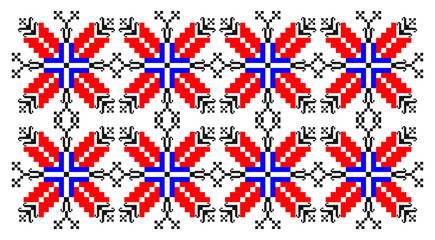 Traditional Romanian folk art knitted embroidery pattern
