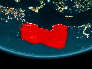 Night over Libya on Earth