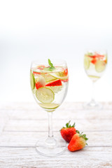 Infused Water of Cucumber, Strawberry and Lime, Idea for Detox Water, Fruit Infused Water or Fresh Summer Drink