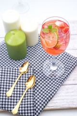 Pink Detox Drink of Strawberry, Cucumber and Lime, Idea for Infused Water, Detox Juice, Summer Drink, Party Drink