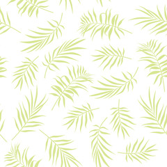 Tropical palm leaves seamless pattern on a white background