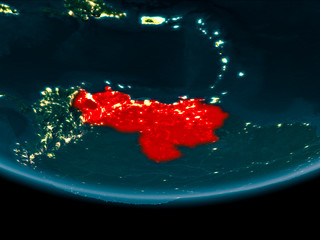 Night over Venezuela on Earth