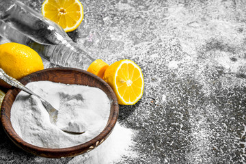 Baking soda with vinegar and lemon.