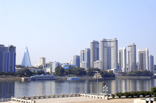 Aerial view of Pyongyang, capital city of the DPRK, North Korea