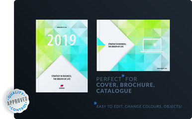 Template. Creative abstract design of brochure set, horizontal cover, flyer in A4
