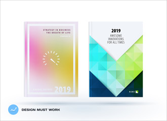 Template. Creative abstract design of brochure set, horizontal cover, flyer in A4