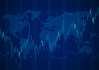 Abstract financial chart with stock graph market.Vector illustration