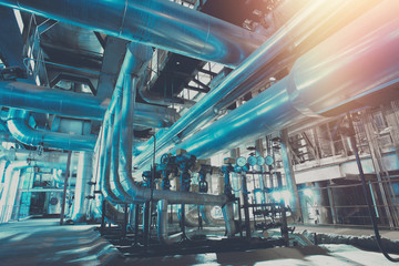 Industrial zone, Steel pipelines, valves and ladders