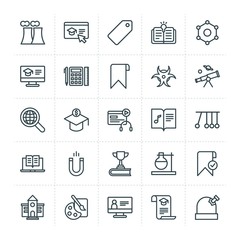 Modern Simple Set of science, bookmarks, education Vector outline Icons. ..Contains such Icons as laboratory,  scholarship,  add,  concept and more on white background. Fully Editable. Pixel Perfect.