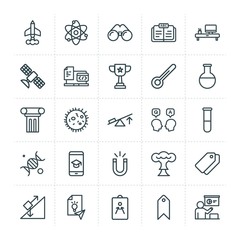 Modern Simple Set of science, bookmarks, education Vector outline Icons. ..Contains such Icons as  look,  microbiology,  idea, abstract and more on white background. Fully Editable. Pixel Perfect.