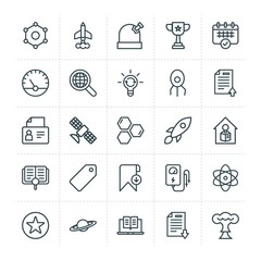 Modern Simple Set of science, bookmarks, education Vector outline Icons. ..Contains such Icons as  ebook,  element, internet, electrical and more on white background. Fully Editable. Pixel Perfect.