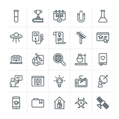 Modern Simple Set of science, bookmarks, education Vector outline Icons. ..Contains such Icons as  artistic,  artist,  web,  space,  paint and more on white background. Fully Editable. Pixel Perfect.