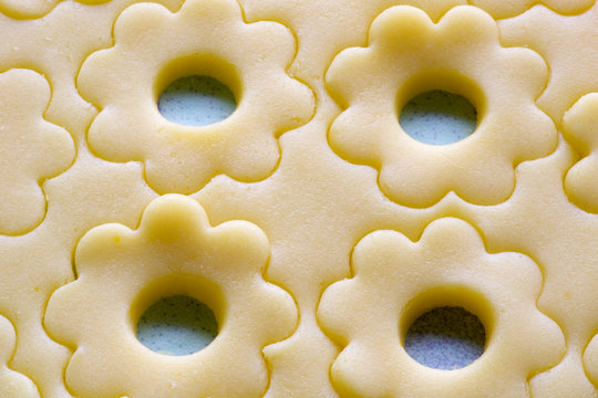 close up of homemade canestrelli biscuits before baking