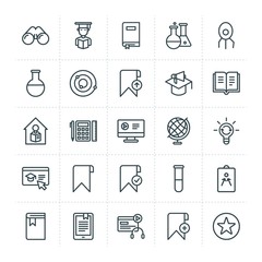 Modern Simple Set of science, bookmarks, education Vector outline Icons. ..Contains such Icons as  look,  microbiology, strategy,  research and more on white background. Fully Editable. Pixel Perfect.