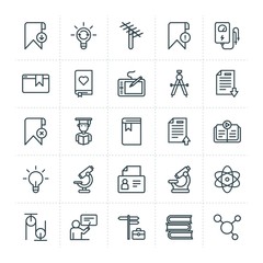 Modern Simple Set of science, bookmarks, education Vector outline Icons. ..Contains such Icons as  think,  job,  isolated,  education,  man and more on white background. Fully Editable. Pixel Perfect.