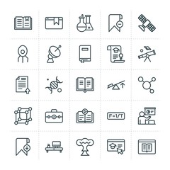Modern Simple Set of science, bookmarks, education Vector outline Icons. ..Contains such Icons as  set, education,  medical,  design, dna,  and more on white background. Fully Editable. Pixel Perfect.