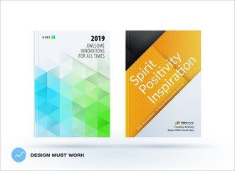 Business polygonal set of design brochure, abstract annual report, horizontal cover flyer in A4