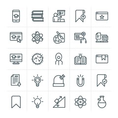 Modern Simple Set of science, bookmarks, education Vector outline Icons. ..Contains such Icons as  new,  design, chemistry,  magnetism and more on white background. Fully Editable. Pixel Perfect.