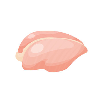 Raw chicken breast, part of chicken carcass vector Illustration on a white background