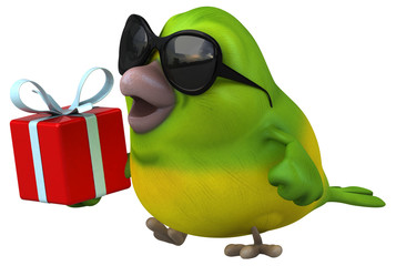 Fun green bird - 3D Illustration