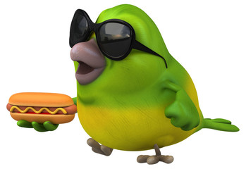 Fun green bird - 3D Illustration