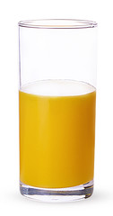 Glass of fresh orange juice half completed