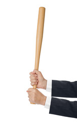 Hands with baseball bat