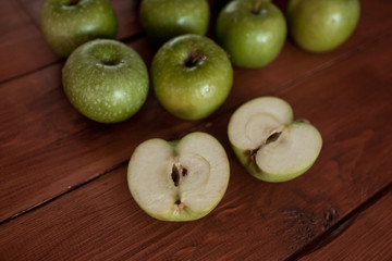 green apples on the table