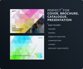 Presentation. Abstract vector set of modern horizontal templates with colourful polygonal shapes
