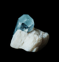Gemstone aquamarine  isolated on black