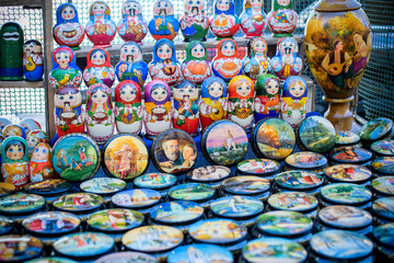 Handmade crafts in the bazaar in the city