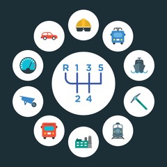 transports, industry Infographic Circle flat Icons Set. Contains such Icons as public,  car,  road,  speed,  transport,  ocean,  transportation,  building and more. ..Fully Editable. Pixel Perfect..
