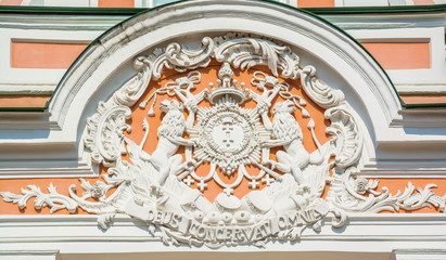 The heraldic emblem of the ancient Russian noble family of Count Sheremetevs