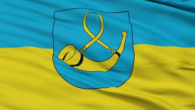 Tychy closeup flag, city of Poland, realistic animation seamless loop - 10 seconds long