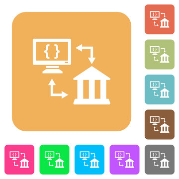 Open banking API rounded square flat icons