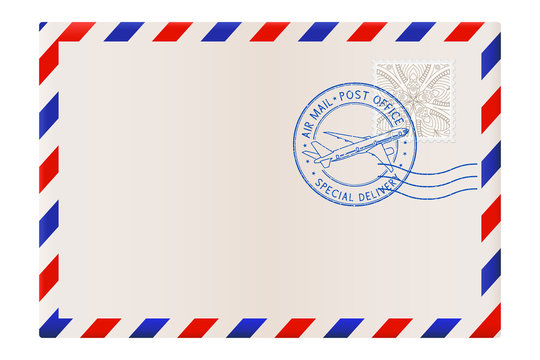 Blank envelope with air mail postmark