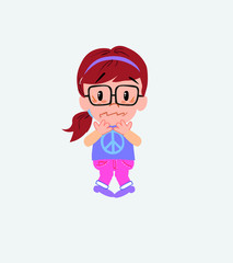 White girl with glasses shrugged in fear.