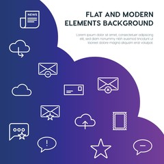 cloud and networking, chat and messenger, email outline vector icons and elements background concept on gradient background...Multipurpose use on websites, presentations, brochures and more