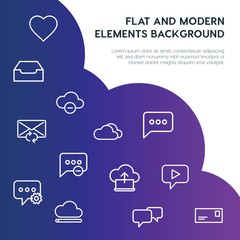 cloud and networking, chat and messenger, email outline vector icons and elements background concept on gradient background...Multipurpose use on websites, presentations, brochures and more