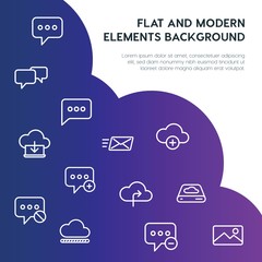 Obraz premium cloud and networking, chat and messenger, email outline vector icons and elements background concept on gradient background...Multipurpose use on websites, presentations, brochures and more