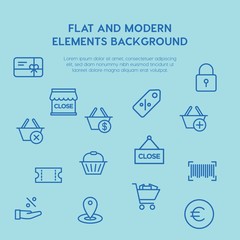 shopping outline vector icons and elements background concept on blue background...Multipurpose use on websites, presentations, brochures and more
