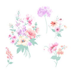 Obraz na płótnie Canvas Beautiful watercolor flowers
