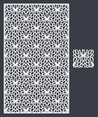 Laser cut vector panel and the seamless pattern for decorative panel. A picture suitable for printing, engraving, laser cutting paper, wood, metal, stencil manufacturing.