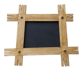 Slate, frame for pictures and photos made of wood in rustic style (on white background).